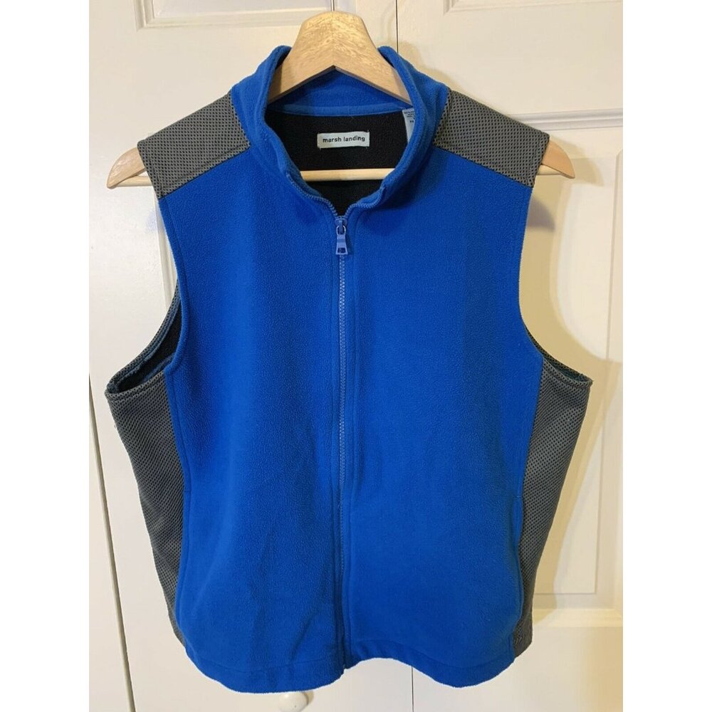 Marsh Landing Women's Fleece Sz M Full-Zip‎ Vest Blue/Gray